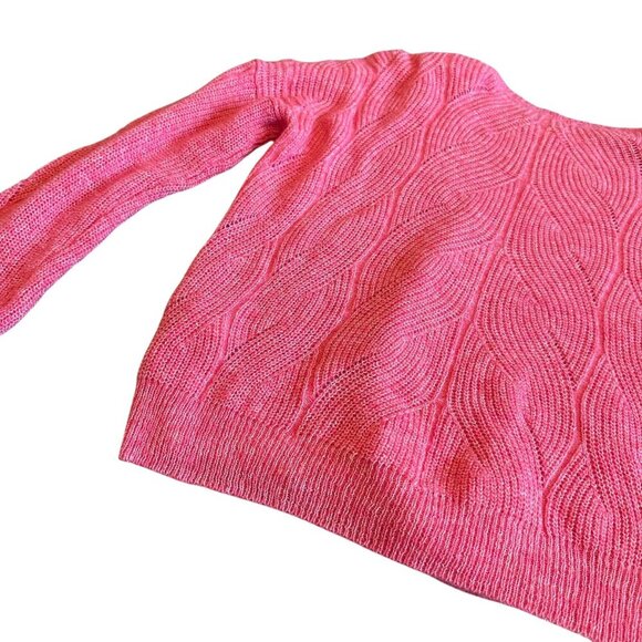 Anthropologie Keely Loose Weave Pullover Sweater Pink Stretch Wool Blend Medium - Picture 10 of 12